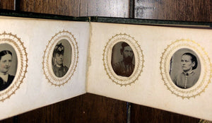Miniature Photo Album 48 Gem Tintypes Men Women Children 1860s 1870s FULL, VG