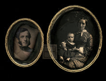 Load image into Gallery viewer, Daguerreotypes Handsome Smiling Man Sideburns + His Wife &amp; Little Girl - Great!
