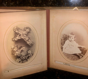 Leather album and lots of antique Victorian era photos tintypes cdvs