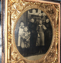 Load image into Gallery viewer, 1860s Tintype Photo Factory Occupational Kids, One Girl Holding Large Doll
