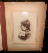 Load image into Gallery viewer, Leather album and lots of antique Victorian era photos tintypes cdvs
