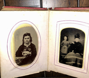 Antique Photo Album, Tintypes, CDV, Obituary, Brooklyn New York Iowa
