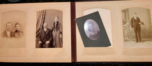 Load image into Gallery viewer, Nice leather photo album and antique Victorian era cabinet cards
