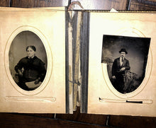 Load image into Gallery viewer, Leather Photo Album with Antique Tintypes &amp; CDVs
