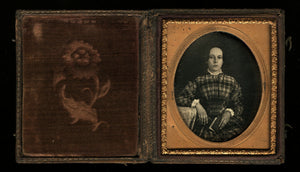 Sealed 1/6 Daguerreotype Identified Girl Holding Book Photographer S. Broadbent