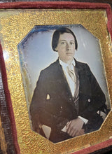 Load image into Gallery viewer, 1840s Paper Mat Daguerreotype Well Posed Young Man Tinted Face &amp; Hands Wisconsin
