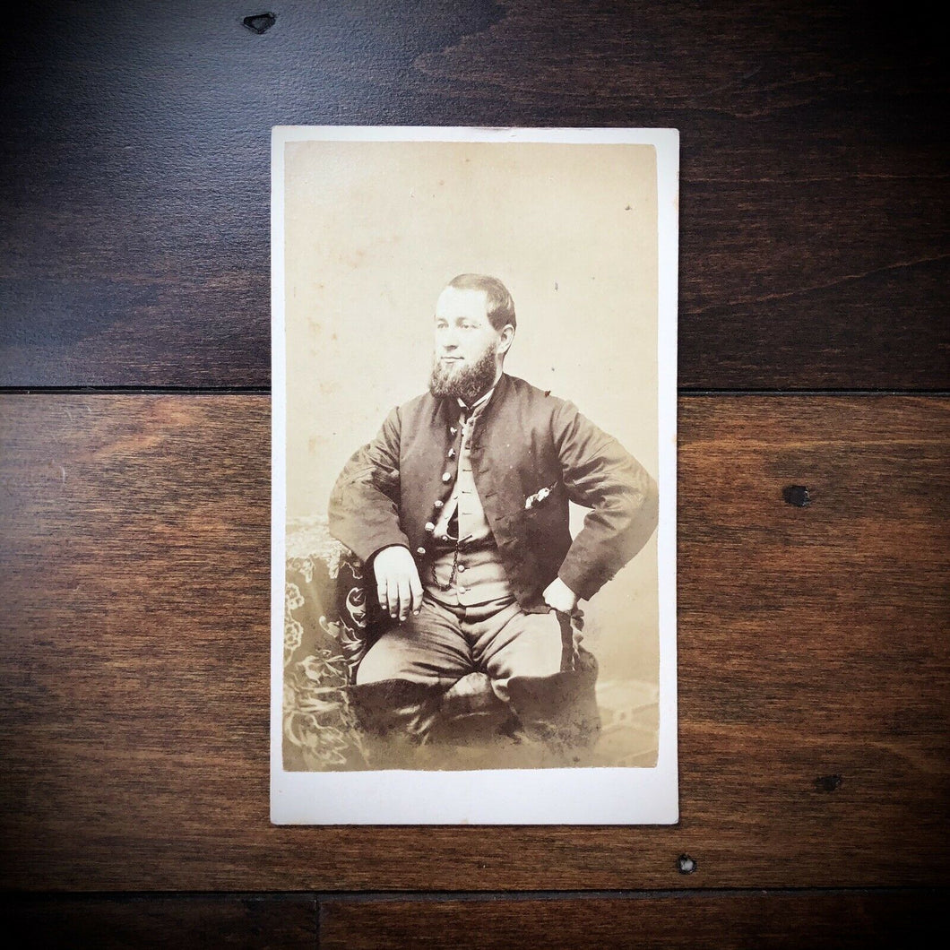 ID'd Civil War Soldier Henry Cady SGT 4th Massachusetts Cavalry CDV Photo 1860s