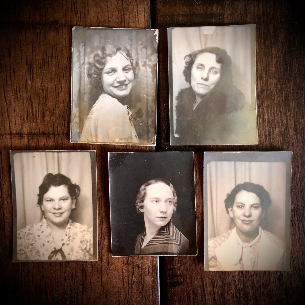 Women / GIRLS Vintage Photo Booth Lot - 1930s 1940s, Photobooth