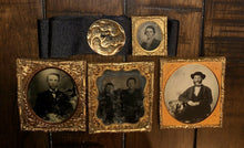 Load image into Gallery viewer, Photo Lot 1850s 1860s Black Mourning ? Ribbon Antique Button Tintype Ambrotypes
