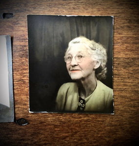 Grandma In Photobooth! Nice Tinting! Vintage Tinted 1940s Photo Booth Snapshots