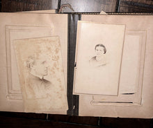 Load image into Gallery viewer, Leather Photo Album with Antique Tintypes &amp; CDVs
