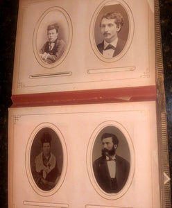 Leather album and lots of antique Victorian era photos tintypes cdvs