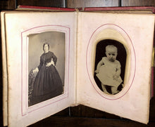 Load image into Gallery viewer, Antique Photo Album, Tintypes, CDV, Obituary, Brooklyn New York Iowa
