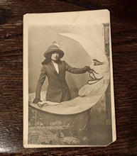 Load image into Gallery viewer, antique 1910s RPPC photo pretty woman &amp; paper moon grabs his nose! coney island
