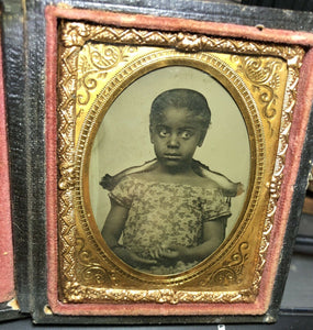 1850s 1860s Ambrotype Photo - Cute Little African American Girl - Slavery Era