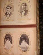 Load image into Gallery viewer, Leather album and lots of antique Victorian era photos tintypes cdvs
