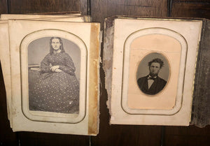 1860s 1870s Photo Album CDVs & Tintypes Including Civil War Soldier