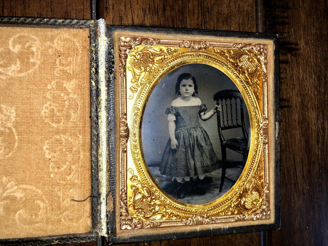 1850s 1860s 1/6 Tintype Photo Cute Little Girl Possibly From Maine