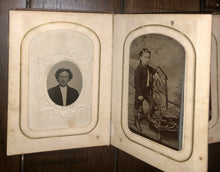 Load image into Gallery viewer, 1860s 1870s Photo Album CDVs &amp; Tintypes Including Civil War Soldier
