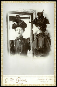 Beautiful Girl MYRTLE WOOLFOLK Doubled in Mirror Artistic 1890s Photo Indiana