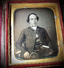Load image into Gallery viewer, Scholarly Man with Books Walking Cane? Wisconsin Estate, Sealed Daguerreotype
