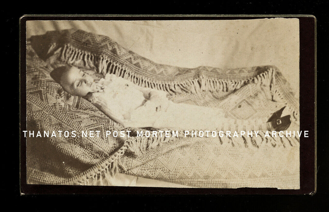 Post Mortem Little Girl Wearing Striped Socks c1880 Pennsylvania CDV Photo