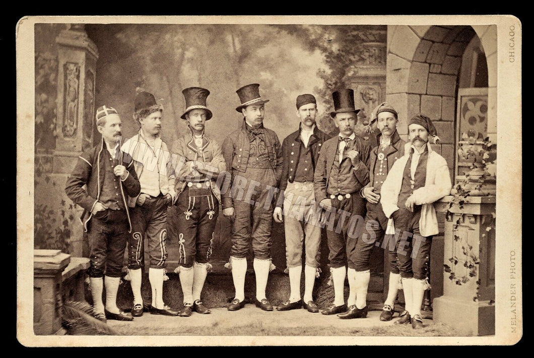 Interesting Group Shot of Men by Melander Chicago 1800s Cabinet Card Photo Rare