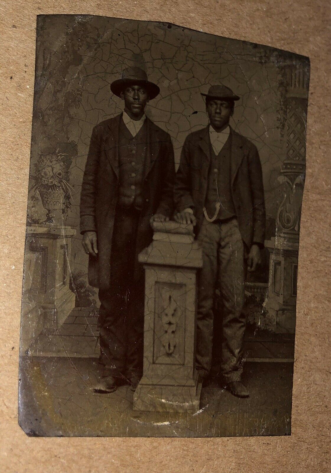 Antique 1800s Tintype Two African American / Black Men Friends Or Brothers Rare