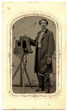 Load image into Gallery viewer, Tintype of Connecticut Photographer Posing with His Camera
