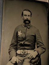 Load image into Gallery viewer, Excellent antique tintype photo 1860s 1870s Marlboro NJ Fireman Star Badge, Belt

