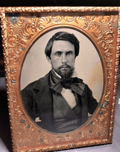 Load image into Gallery viewer, 1/4 Ambrotype Handsome Man Suit Large Tie Beard - Texas / Southwest?
