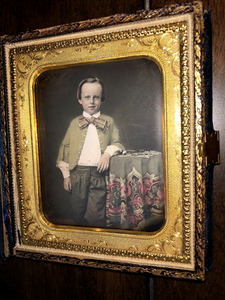 1/6 Tinted Daguerreotype of a Little Boy ~ Still Sealed, Blue Velvet Case