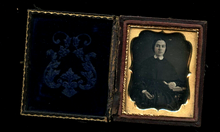Load image into Gallery viewer, Daguerreotype Woman with Book Dark Dress St. Louis Missouri Estate 1850s Sealed
