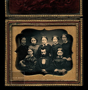 1/6 Daguerreotype Group Photo Man & SEVEN Women - Mormon Family? Antique 1850s