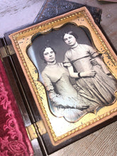 Load image into Gallery viewer, Beautiful 1/4 Daguerreotype Sisters One Wearing Mourning Bands, A+ Union Case
