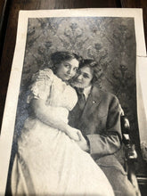 Load image into Gallery viewer, Affectionate Women Holding Hands, One Dressed as Man, 1920s Snapshot Photo
