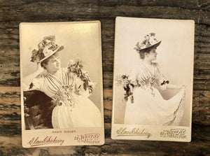 TWO GREAT ELMER CHICKERING PHOTOS OF VICTORIAN ACTRESS ANNIE PIXLEY SAME SITTING