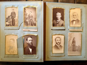 Antique photo album mourning widow Cabinet Cards tintype CDV