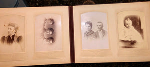 Nice leather photo album and antique Victorian era cabinet cards