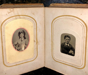 antique photo album 35 1860s & 1870s CDVs and Tintypes - Wisconsin