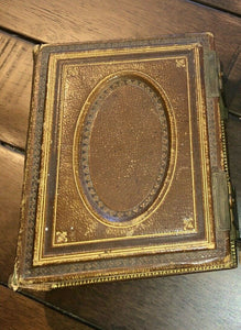 nice quality EMPTY leather photo album antique 1860s for CDV or tintypes