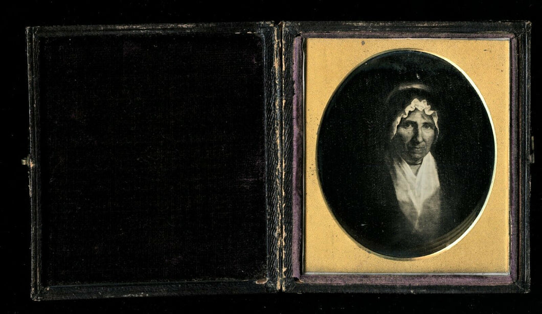1850s Daguerreotype Painting of a 1700s Colonial Or Revolutionary War Era Woman