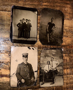 Lot of Tintypes Of men occupational beach friends group