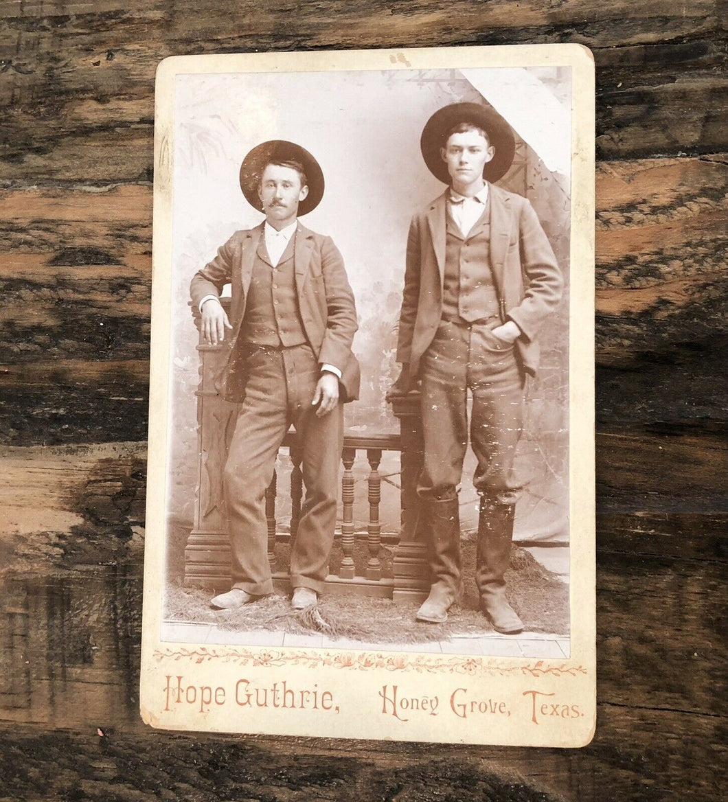 Antique Photo Honey Grove Texas Western Men Cowboys - Photographer Hope Guthrie