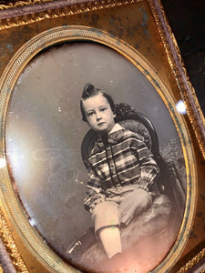1/4 Daguerreotype of a Boy by Boston Photographer C.V. Allen