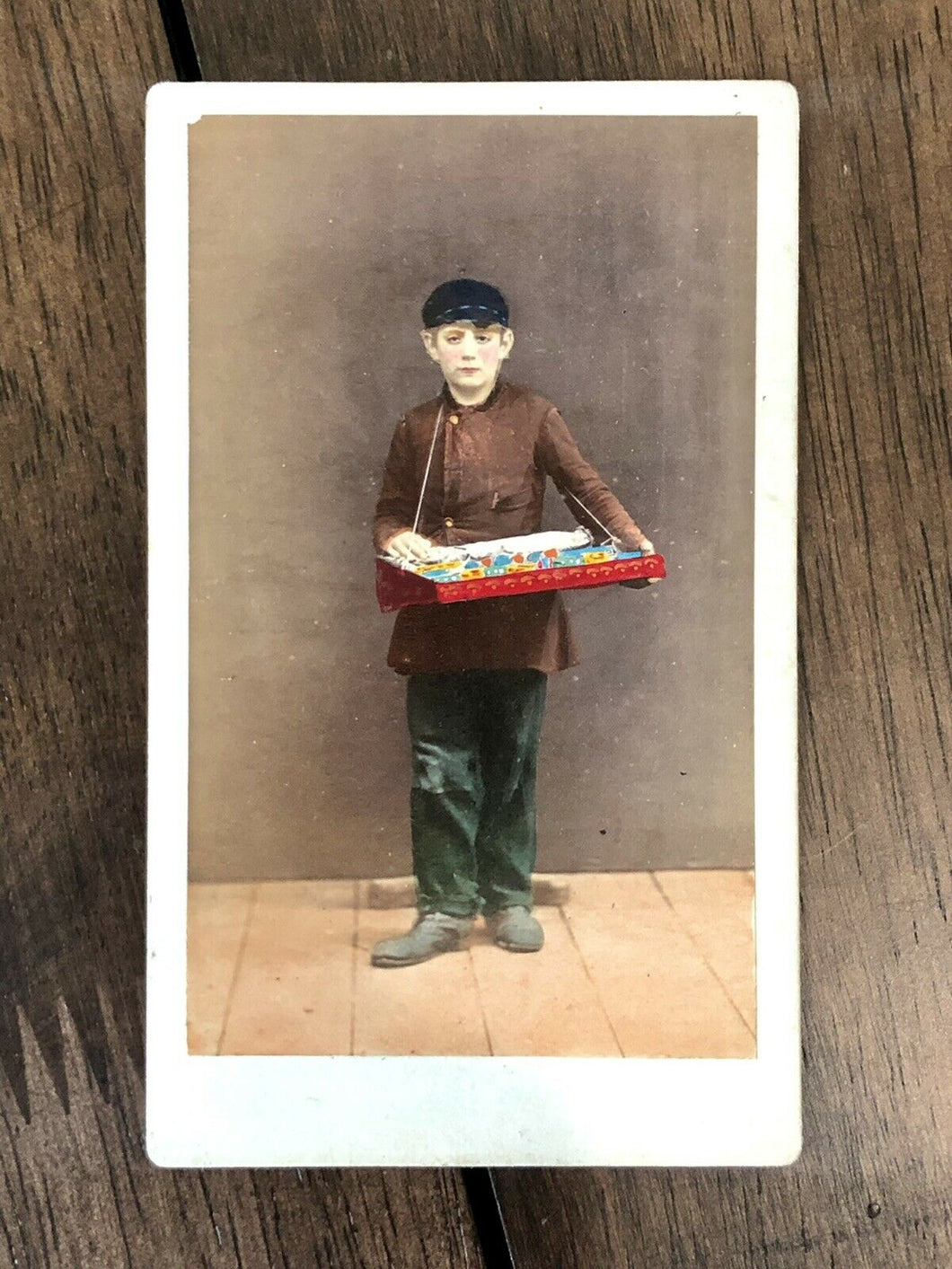 1860s Tinted Occupational Photo Boy Selling Candy by Carlo Ponti Venice Italy