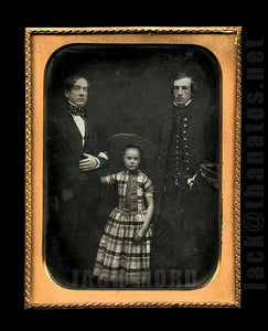 Rare 1853 Daguerreotype of Thomas Hinckley Bond & Children, Son in Navy Uniform