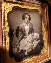 Load image into Gallery viewer, 1/6 1850s Daguerreotype Pretty Woman Holding Sleeping Baby, One Shoe Missing
