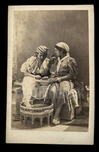 RARE MOORISH GIRLS 1860S CDV PHOTO BY CHOUFFLY ETHNIC MOROCCO ARAB AFRICA