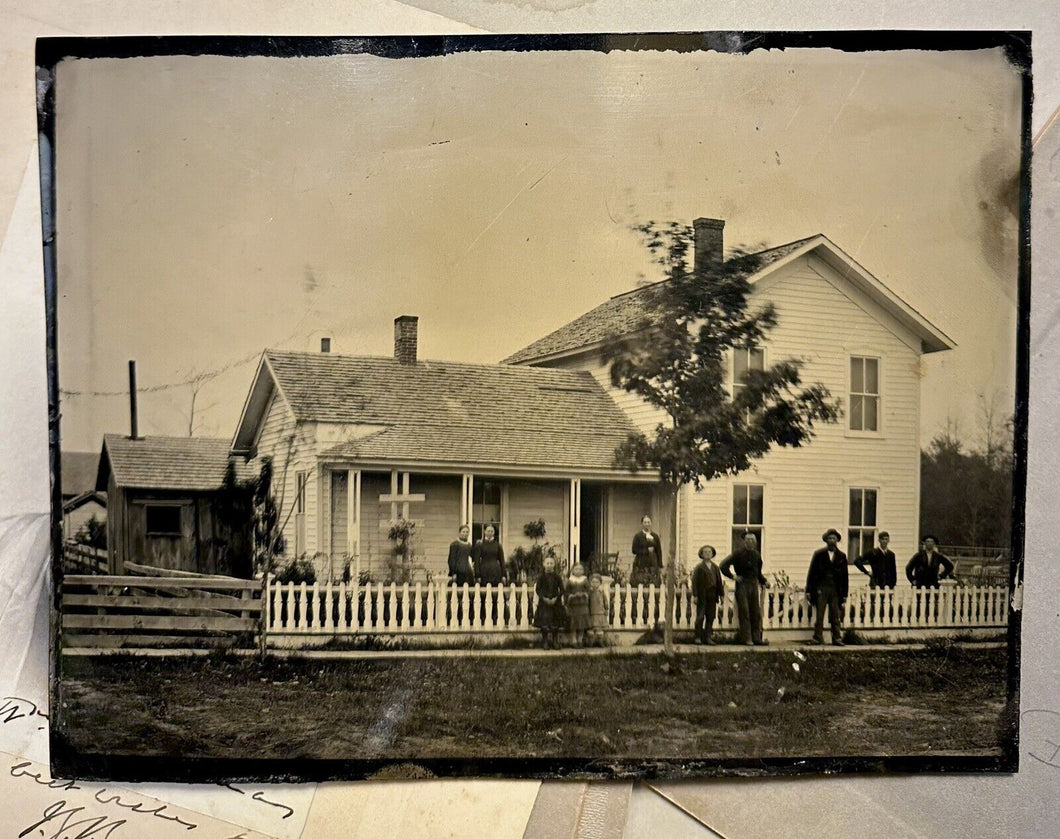 Full Plate Tintype of a House Outdoor View Photo 1800s Antique Victorian Home